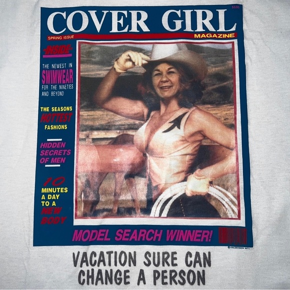 Cover Girl Magazine Photo Tee Rare 90s Era White/Blue Mens Large - Picture 2 of 3